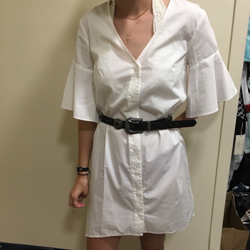 White button up dress